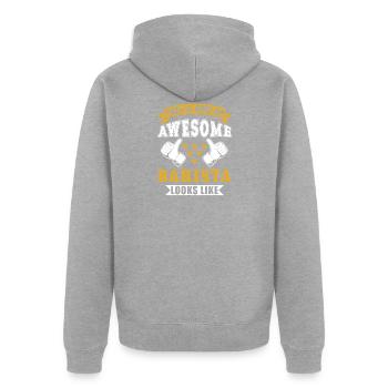 Cadeau Barista - Veste à capuche bio Premium Unisexe - gris chiné - Dos - Nico (187cm)