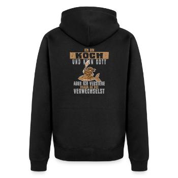 Küche Kochen Gott Design für Koch - Unisex Premium Bio Zip Hoodie - Schwarz - Hinten - Nico (187cm)