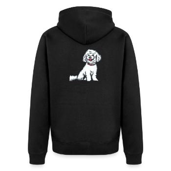 Bichon Frise - Unisex Premium Bio Zip Hoodie - Schwarz - Hinten - Nico (187cm)