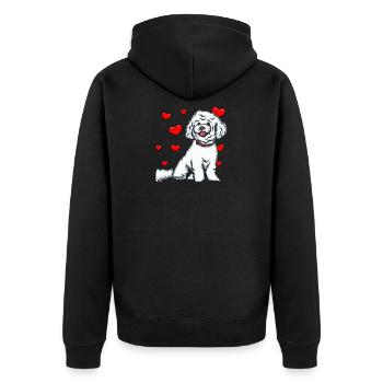 Bichon Frise - Unisex Premium Bio Zip Hoodie - Schwarz - Hinten - Nico (187cm)