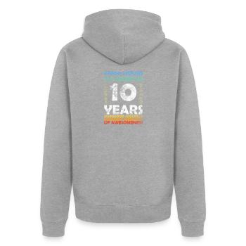 10 Years 120 Months Awesomeness 10th Birthday - Unisex Premium Bio Zip Hoodie - Grau meliert - Hinten - Nico (187cm)