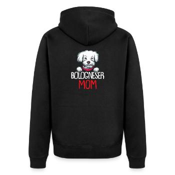 Bologneser Hunde Dad Dog Mom | Bologneser - Unisex Premium Bio Zip Hoodie - Schwarz - Hinten - Nico (187cm)
