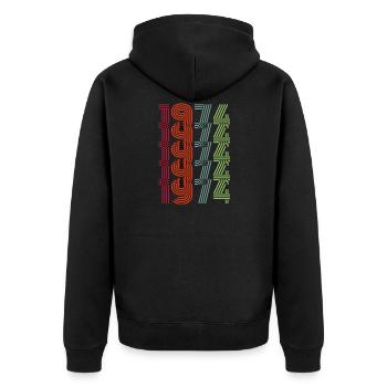 1974 Retro - Unisex Premium Bio Zip Hoodie - Schwarz - Hinten - Nico (187cm)
