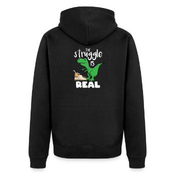 The Struggle Is Real Author Dino Dinosaur Writer - Unisex Premium Bio Zip Hoodie - Schwarz - Hinten - Nico (187cm)