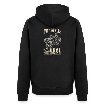 Motorcycle Ural Russian Legend Sidecar - Unisex Premium Organic Zip Hoodie - black - Back - Nico (187cm)