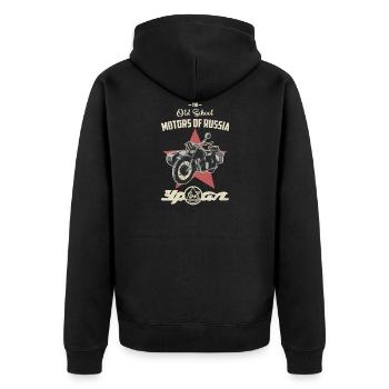Therapy Ural Sidecar Motorcycle Team Motorcycle - Unisex Premium Organic Zip Hoodie - black - Back - Nico (187cm)