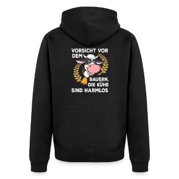 Landwirt Bauer Stall Kühe | Kuh - Unisex Premium Bio Zip Hoodie - Schwarz - Hinten - Nico (187cm)