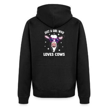 Landwirt Bauer Stall Kühe | Kuh - Unisex Premium Bio Zip Hoodie - Schwarz - Hinten - Nico (187cm)