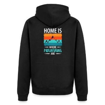 Mountains Mountains Hiking Mountaineers Climbing - Unisex Premium Organic Zip Hoodie - black - Back - Nico (187cm)