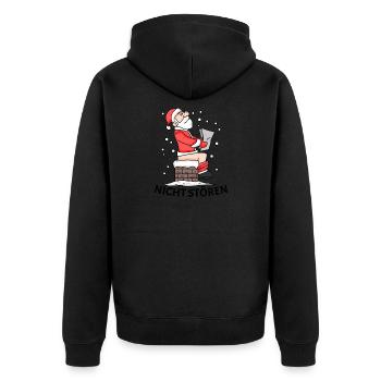 Weihnachtsmann Schornstein lustig Weihnachten - Unisex Premium Bio Zip Hoodie - Schwarz - Hinten - Nico (187cm)