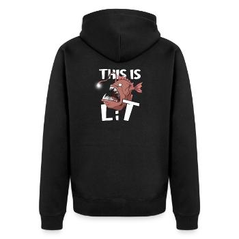 This Is Lit Angler Fish Fishing Lover Fisherman - Unisex Premium Organic Zip Hoodie - black - Back - Nico (187cm)