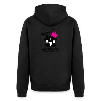 Bauherrin Hausbau Baustelle Richtfest - Unisex Premium Bio Zip Hoodie - Schwarz - Hinten - Nico (187cm)