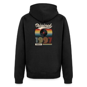 1997 Vintage Birthday Gift Tea Retro Style - Unisex Premium Organic Zip Hoodie - black - Back - Nico (187cm)