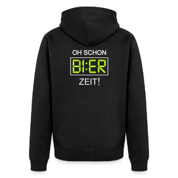 Bier Uhr Lustiges Mallorca Party Alkohol Bier Suff - Unisex Premium Bio Zip Hoodie - Schwarz - Hinten - Nico (187cm)