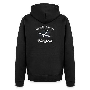 Mir reichts ich geh Fliegen - Unisex Premium Bio Zip Hoodie - Schwarz - Hinten - Nico (187cm)