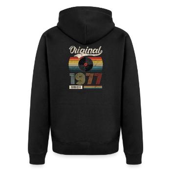 1977 Vintage Birthday Gift Tea Retro Style - Unisex Premium Organic Zip Hoodie - black - Back - Nico (187cm)