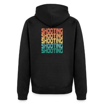 Schießen Shooting Spruch Retro Geschenk - Unisex Premium Bio Zip Hoodie - Schwarz - Hinten - Nico (187cm)