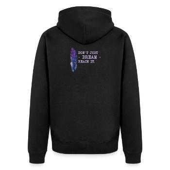 Motivation Spruch Träume - Unisex Premium Bio Zip Hoodie - Schwarz - Hinten - Nico (187cm)