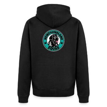 Newfoundland Squad I Dog Lover I Newfoundland - Unisex Premium Bio Zip Hoodie - Schwarz - Hinten - Nico (187cm)