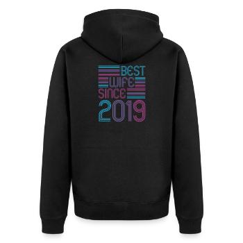 Meilleure épouse depuis le 2e anniversaire de mariage en 2019 - Veste à capuche bio Premium Unisexe - noir - Dos - Nico (187cm)