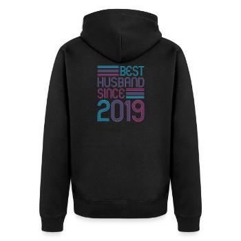 Meilleur mari depuis 2019 2ème anniversaire de mariage - Veste à capuche bio Premium Unisexe - noir - Dos - Nico (187cm)