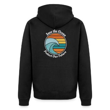 Save the Ocean - Unisex Premium Bio Zip Hoodie - Schwarz - Hinten - Nico (187cm)