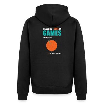Dicton amusant du joueur - Veste à capuche bio Premium Unisexe - noir - Dos - Nico (187cm)
