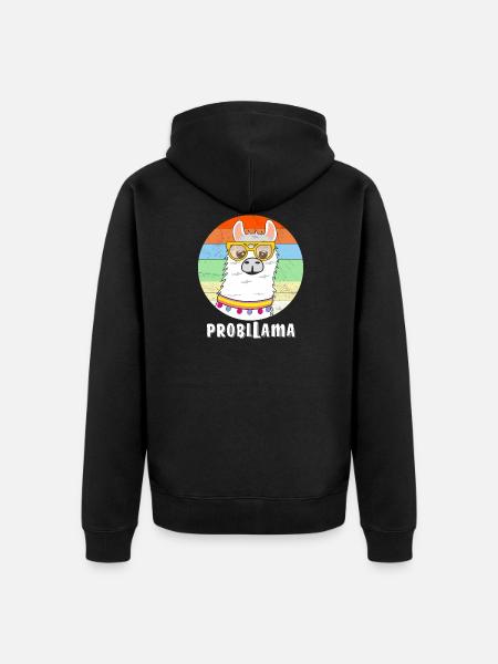 LAMA PROBLLAMA - Unisex Premium Organic Zip Hoodie - black