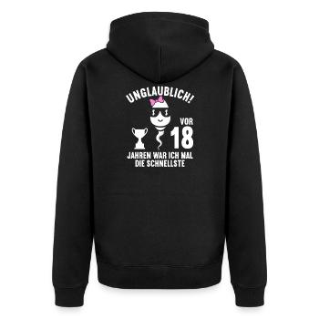 18 Jahre vor 18 Jahren schnellste 18. Geburtstag - Unisex Premium Bio Zip Hoodie - Schwarz - Hinten - Nico (187cm)