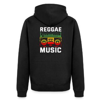 Reggae Musik Musiker Radio Stereo Box - Unisex Premium Bio Zip Hoodie - Schwarz - Hinten - Nico (187cm)