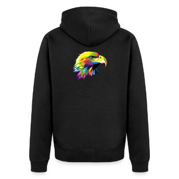 just a boy who loves eagles Vogel Adler - Unisex Premium Bio Zip Hoodie - Schwarz - Hinten - Nico (187cm)