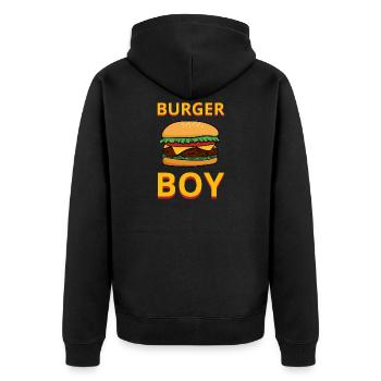 Burger Boy Hamburger Chef Restaurant - Unisex Premium Bio Zip Hoodie - Schwarz - Hinten - Nico (187cm)