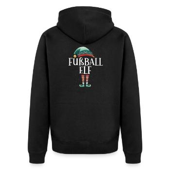 Weihnachten Partnerkostüm Fußball Elf Elfe Elfen - Unisex Premium Bio Zip Hoodie - Schwarz - Hinten - Nico (187cm)