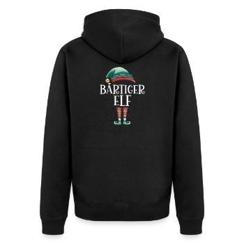 Weihnachten Partnerkostüm Bärtiger Elf Elfe Elfen - Unisex Premium Bio Zip Hoodie - Schwarz - Hinten - Nico (187cm)
