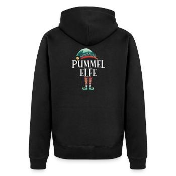 Weihnachten Partnerkostüm Pummel Elf Elfe Elfen - Unisex Premium Bio Zip Hoodie - Schwarz - Hinten - Nico (187cm)