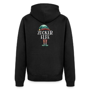 Weihnachten Partnerkostüm Zocker Elf Elfe Elfen - Unisex Premium Bio Zip Hoodie - Schwarz - Hinten - Nico (187cm)