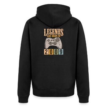 Birthday 2009 09 Gaming Retro Vintage Gift - Unisex Premium Organic Zip Hoodie - black - Back - Nico (187cm)