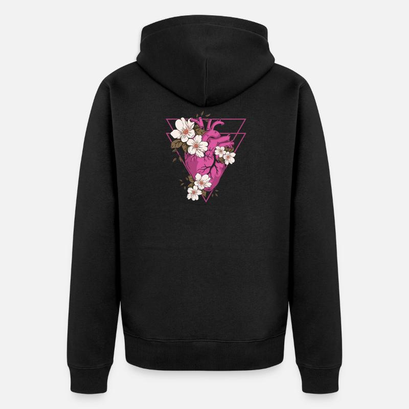 Gothic Blumen - Unisex Premium Bio Zip Hoodie - Schwarz