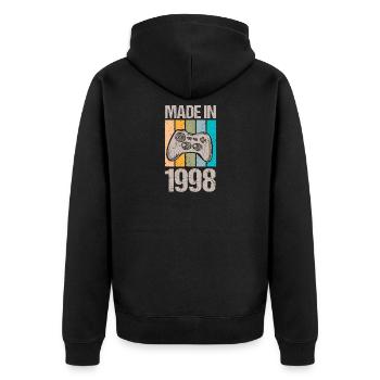 Birthday 1998 98 Gaming Retro Vintage Gift - Unisex Premium Organic Zip Hoodie - black - Back - Nico (187cm)
