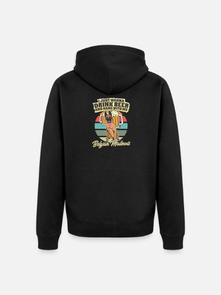Buvez de la bière et accrochez-vous avec mon malinois belge - Veste à capuche bio Premium Unisexe - noir