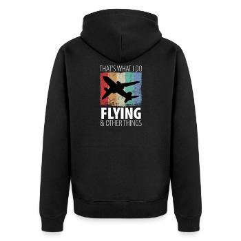 Pilot Aircraft Pilot Airplane Flight Attendant Vintage - Unisex Premium Organic Zip Hoodie - black - Back - Nico (187cm)