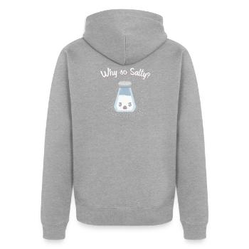 Salzig Wortspiel - Unisex Premium Bio Zip Hoodie - Grau meliert - Hinten - Nico (187cm)