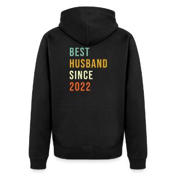 Best Husband since 2022 - Unisex Premium Organic Zip Hoodie - black - Back - Nico (187cm)