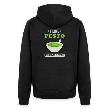 Pesto - Unisex Premium Bio Zip Hoodie - Schwarz - Hinten - Nico (187cm)