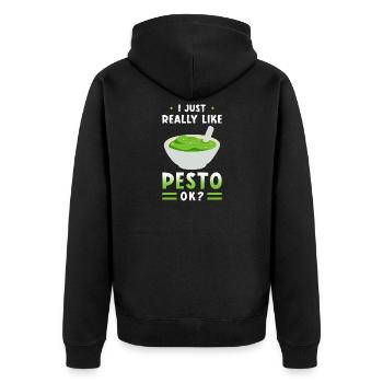 Pesto - Unisex Premium Bio Zip Hoodie - Schwarz - Hinten - Nico (187cm)