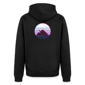 Grapes Fruit Retro Vintage Retro Wave - Unisex Premium Organic Zip Hoodie - black - Back - Nico (187cm)