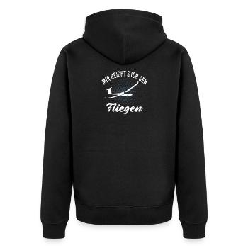 Mir reichts ich geh Fliegen - Unisex Premium Bio Zip Hoodie - Schwarz - Hinten - Nico (187cm)