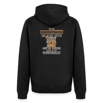 Bäckereifachverkäuferin Geschenk Beruf Designs für - Unisex Premium Bio Zip Hoodie - Schwarz - Hinten - Nico (187cm)