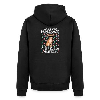 Das sind keine Hundehaare Chihuahua Glitzer - Unisex Premium Bio Zip Hoodie - Schwarz - Hinten - Nico (187cm)