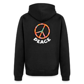 Peace Love LGBTQ - Unisex Premium Bio Zip Hoodie - Schwarz - Hinten - Nico (187cm)
